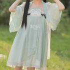 Sleeveless Mini A-line Dress / Bell-sleeve Hanfu Jacket