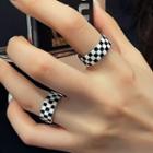 Checker Sterling Silver Ring J2484 - 1pc - Black & White - One Size
