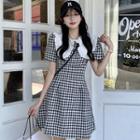 Short-sleeve Peter Pan-collar Mini A-line Dress