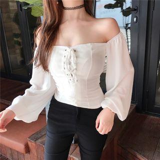Lace-up Off Shoulder Blouse