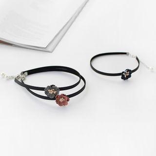 Floral Faux Leather Choker