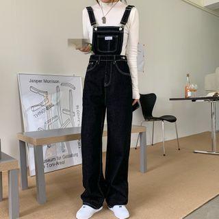 Contrast Stitching Denim Jumper Pants