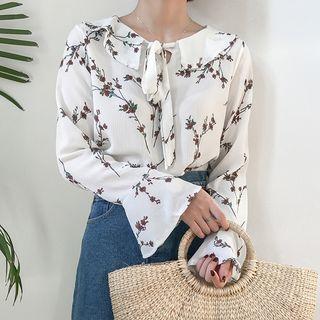 Floral Bell-sleeve Blouse