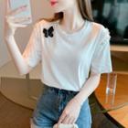 Short-sleeve Butterfly Ruffled T-shirt