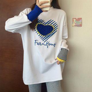 Long-sleeve Fluffy Heart T-shirt