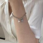 Fortune Cat & Bell Sterling Silver Bracelet Silver - One Size