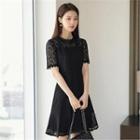Tall Size Short-sleeve A-line Lace Dress
