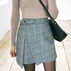 Buckled Glen-plaid Mini Wrap Skirt