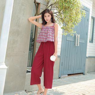 Plaid Camisole Top / Cropped Wide-leg Pants