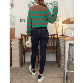 Plus Size Brushed-fleece Lined Skinny Jeans