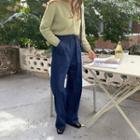 Pintuck-trim Wide-leg Jeans With Belt