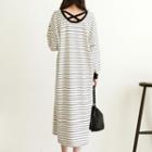 Cross-strap Stripe Long T-shirt Dress