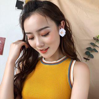 Fabric Flower Earring 1 Pair - White - One Size