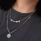 Layered Pendant Necklace Set - Silver - One Size