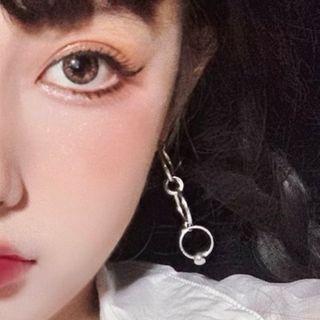 Alloy Hoop Dangle Earring 1 Pair - 0671a - Silver Needle Earring - Silver - One Size