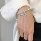 925 Sterling Silver Coin Bracelet S925 Sterling Silver - Round Tag & Bead - One Size