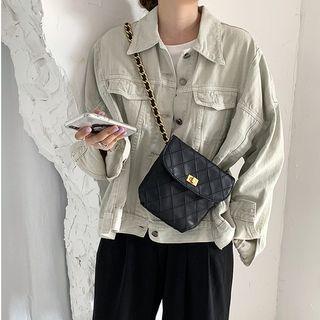 Faux Leather Bucket Tote Bag Black - One Size