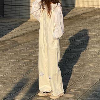 Cartoon Print Wide Leg Dungarees
