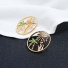 Rhinestone Sun & Palm Tree Hoop Earring 1 Pair - Gold & Green - One Size