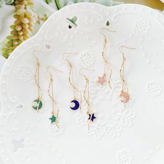 Non-matching Swirl Moon & Star Fringed Earring