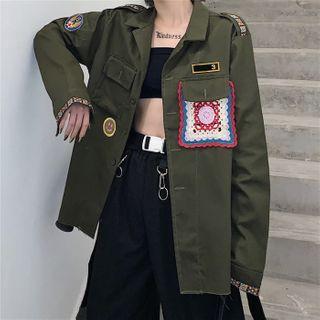 Long Sleeve Applique Military Jacket