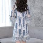 3/4-sleeve Tasseled Lace Dress