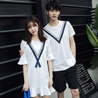 Chevron Short-sleeve T-shirt / Short-sleeve Dress