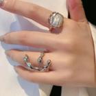 Faux Pearl / Irregular Alloy Open Ring