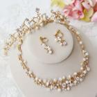 Set: Embellished Tiara + Necklace + Drop Earrings