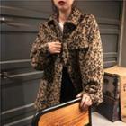 Leopard Print Button Jacket Leopard - Camel - One Size