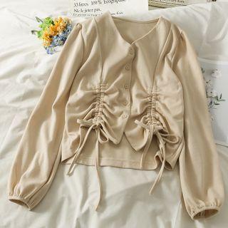 Drawstring-front V-neck Shirt