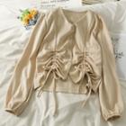 Drawstring-front V-neck Shirt