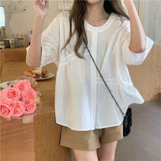 Short-sleeve Plain Loose-fit Blouse / Plain Shorts