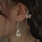 Alloy Butterfly Chain Dangle Earring 1pc - Silver - One Size