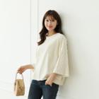Lace-trim Asymmetric-hem Pullover