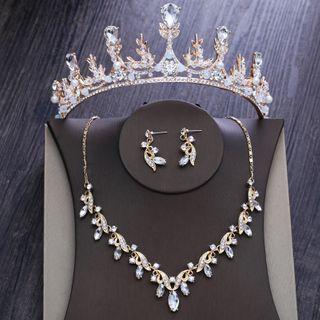 Wedding Faux Crystal Tiara / Necklace / Drop Earring