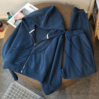 Set: Plain Zipped Hoodie + Sweatpants