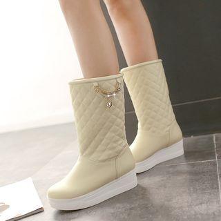 Platform Quilted Mid Calf Boots