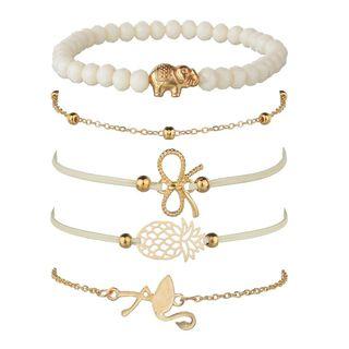 Set Of 5: Alloy Bracelet (assorted Designs) As Shown In Figure - One Size