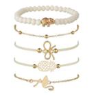 Set Of 5: Alloy Bracelet (assorted Designs) As Shown In Figure - One Size