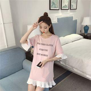 Short-sleeve Pleated Panel Dress