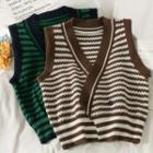 Striped Double-breasted Knit Vest