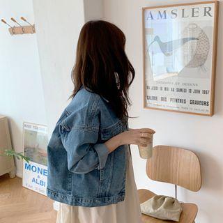 Washed Boxy Denim Trucker Jacket Blue - One Size