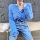 Long-sleeve Faux Fur Crop Top