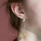 925 Silver Plating Rhinestone Dangle Earring S92 Silver Plating - As Shown In Figure - One Size