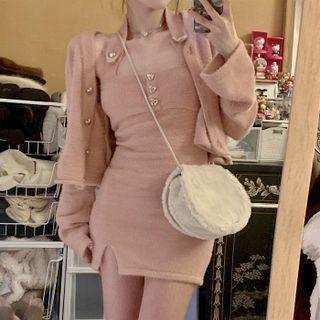 Halter Mini Bodycon Dress / Cardigan