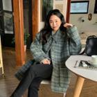 Single-breasted Dual-pocket Plaid Coat