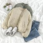 Plain Padded Jacket / Mock-neck Long-sleeve Top