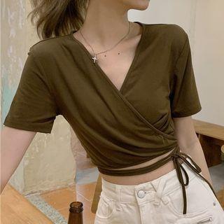 V-neck Straped Short-sleeve Top