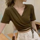 V-neck Straped Short-sleeve Top